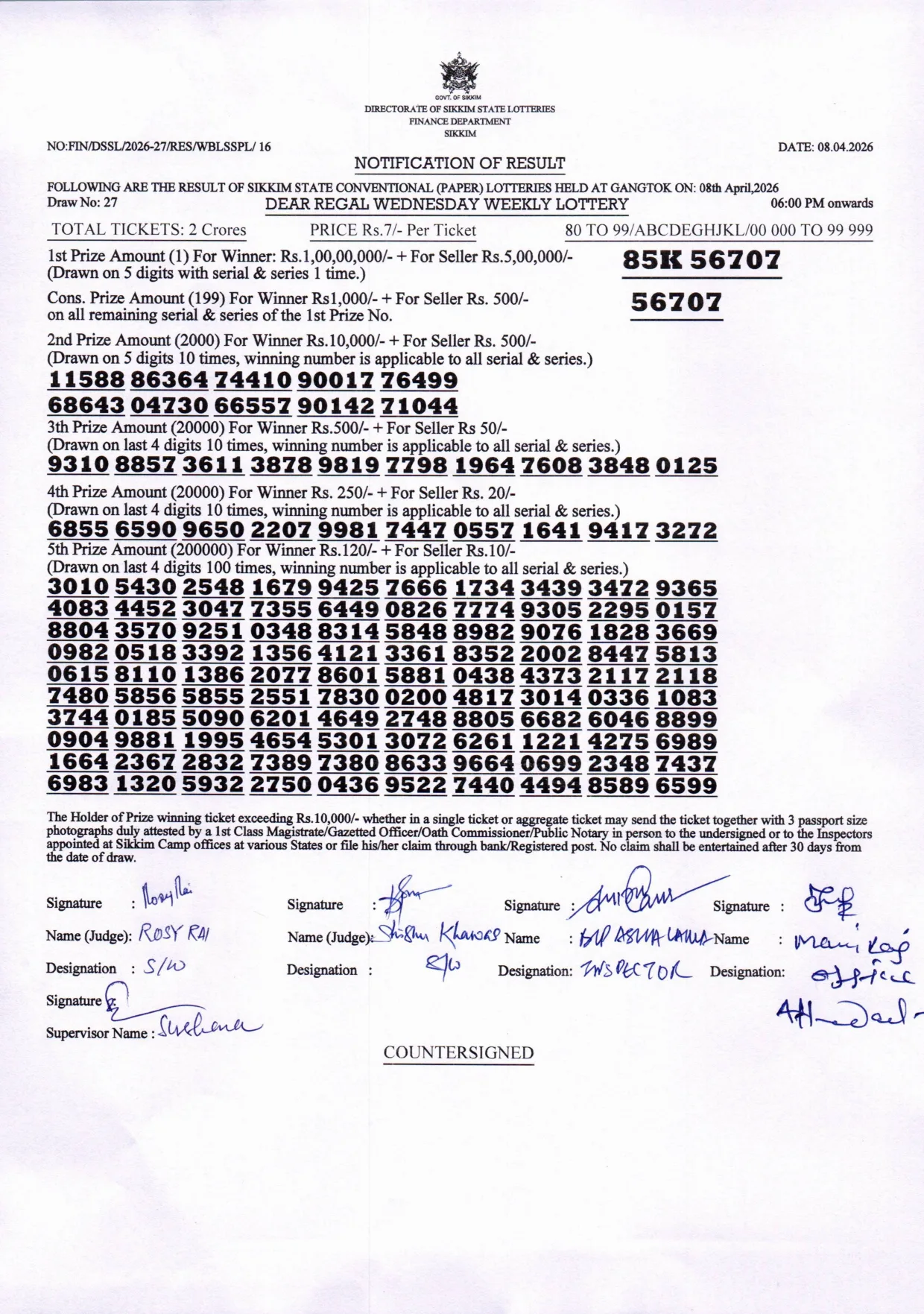 Dear Lottery result 6PM 08.04.2026