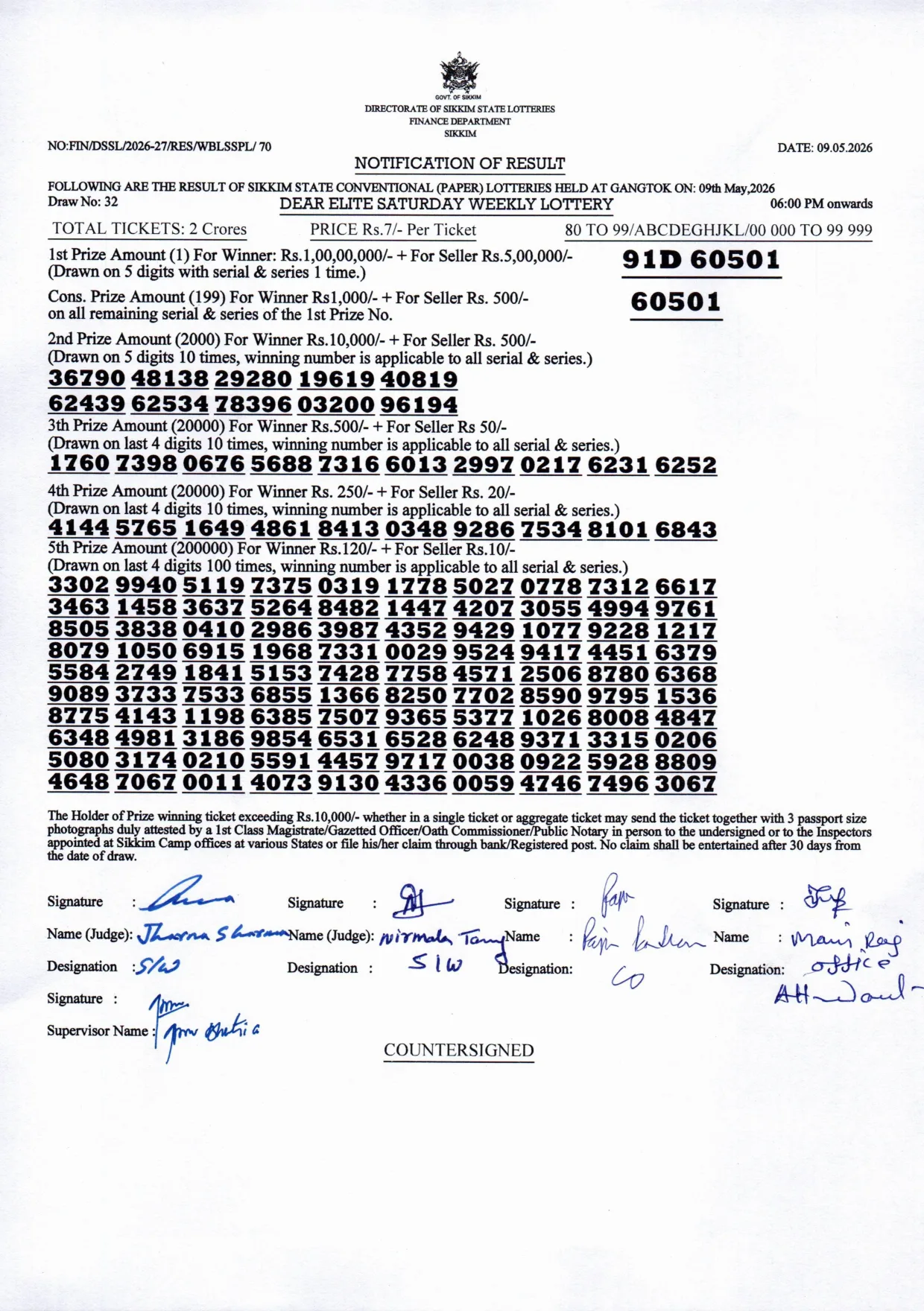 Dear Lottery result 6PM 09.05.2026