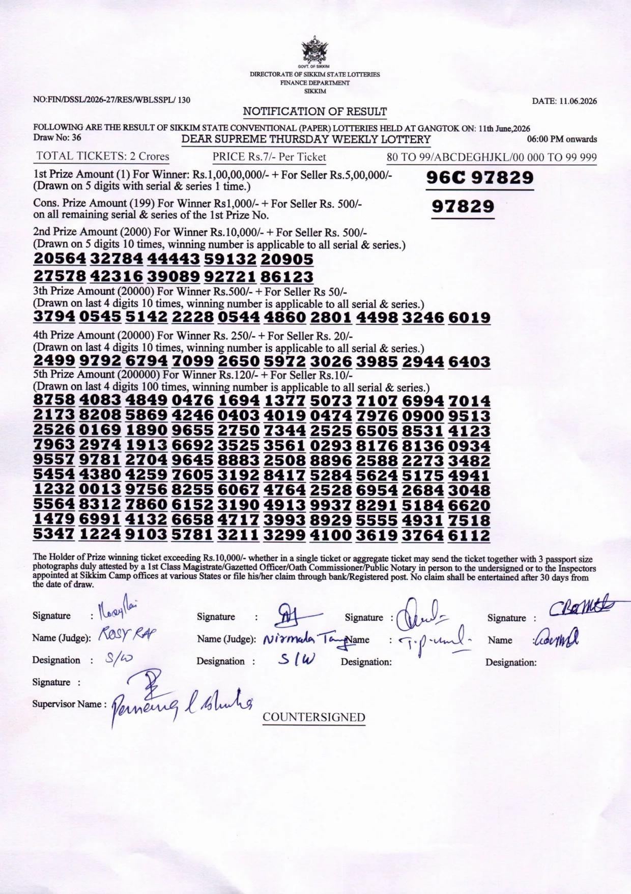 Dear Lottery result 6PM 11.06.2026