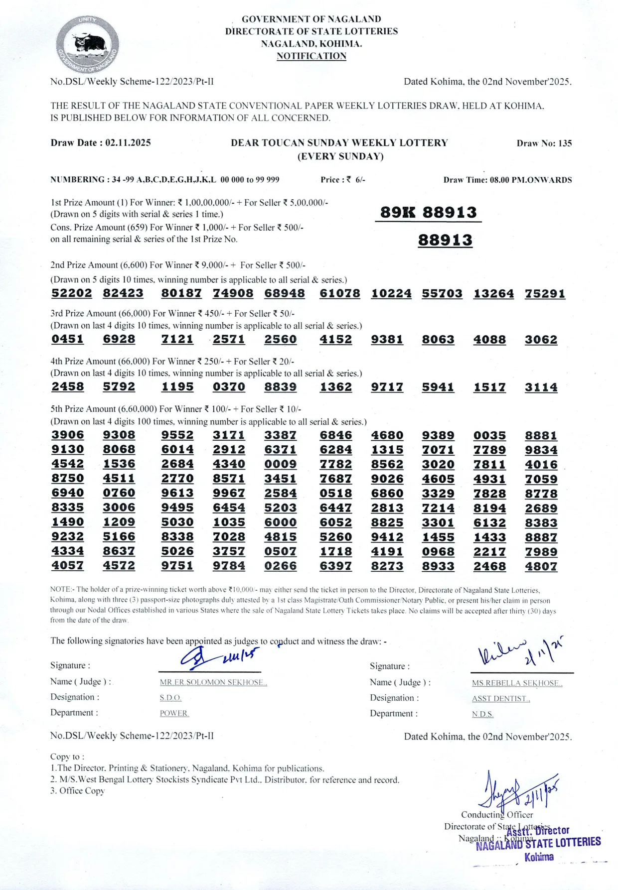 Dear Lottery result 8PM 02.11.2025