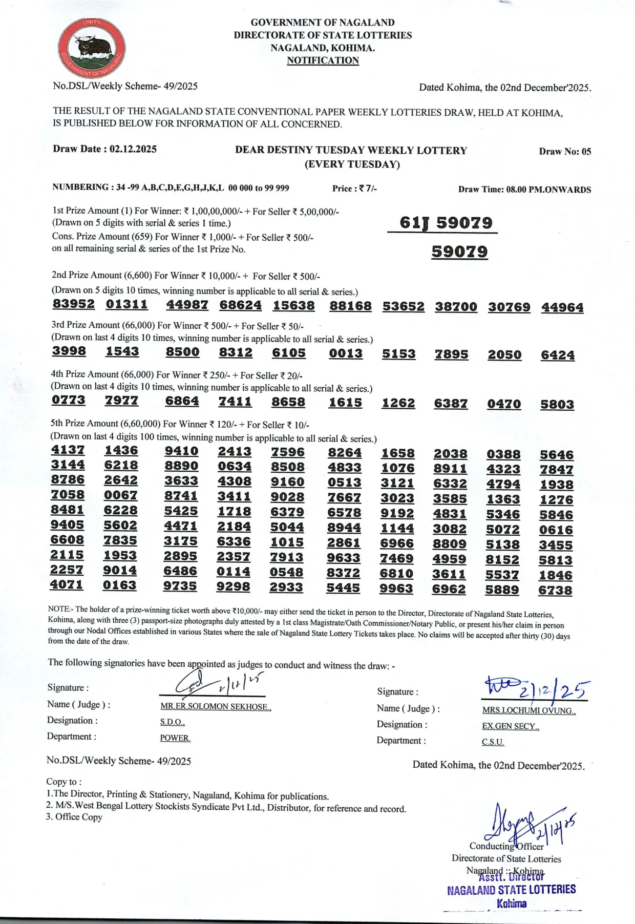 Dear Lottery result 8PM 02.12.2025