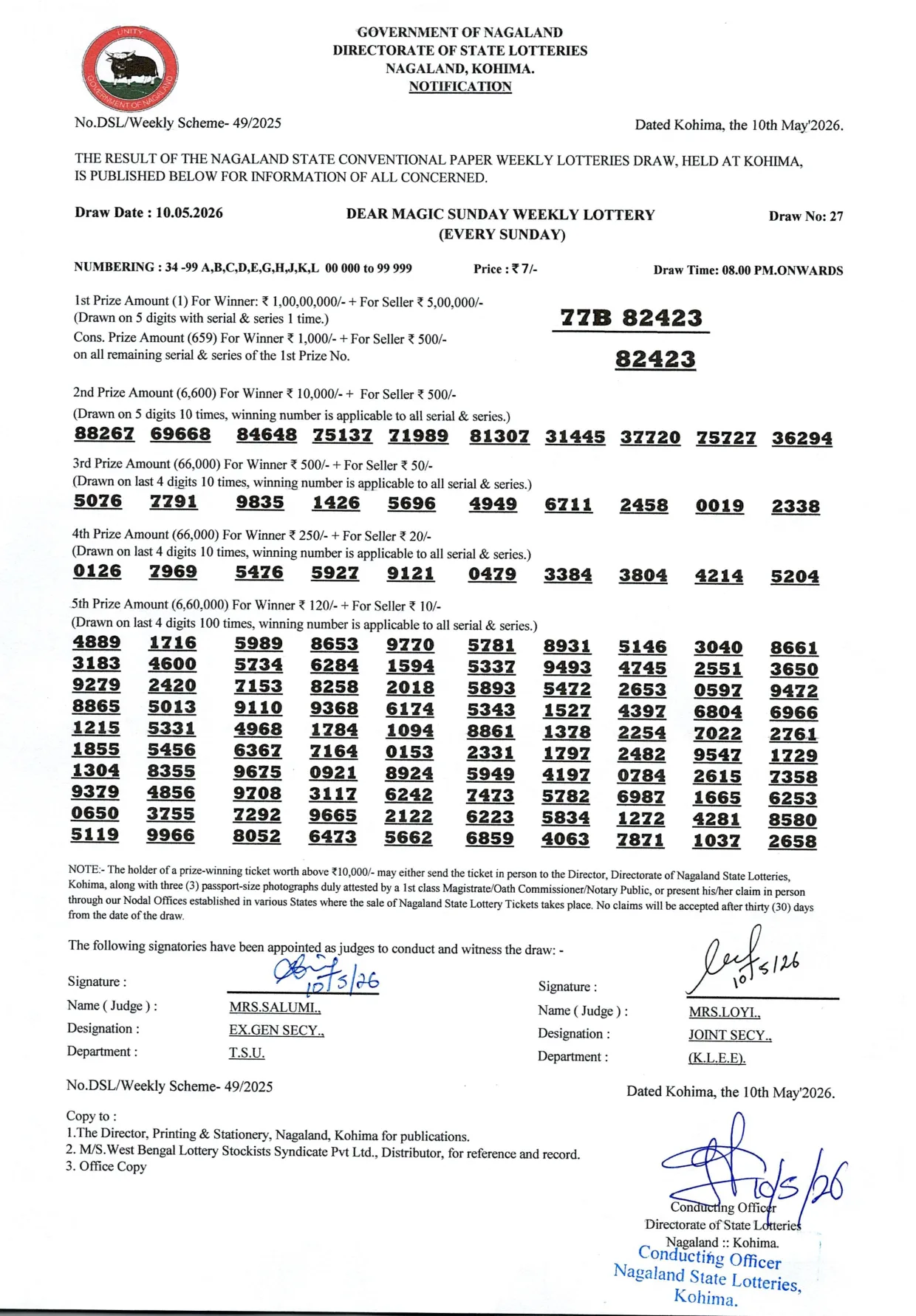 Dear Lottery result 8PM 10.05.2026