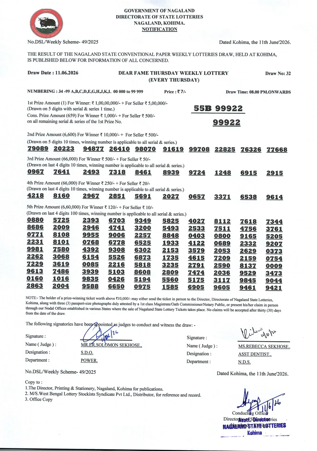Dear Lottery result 8PM 11.06.2026