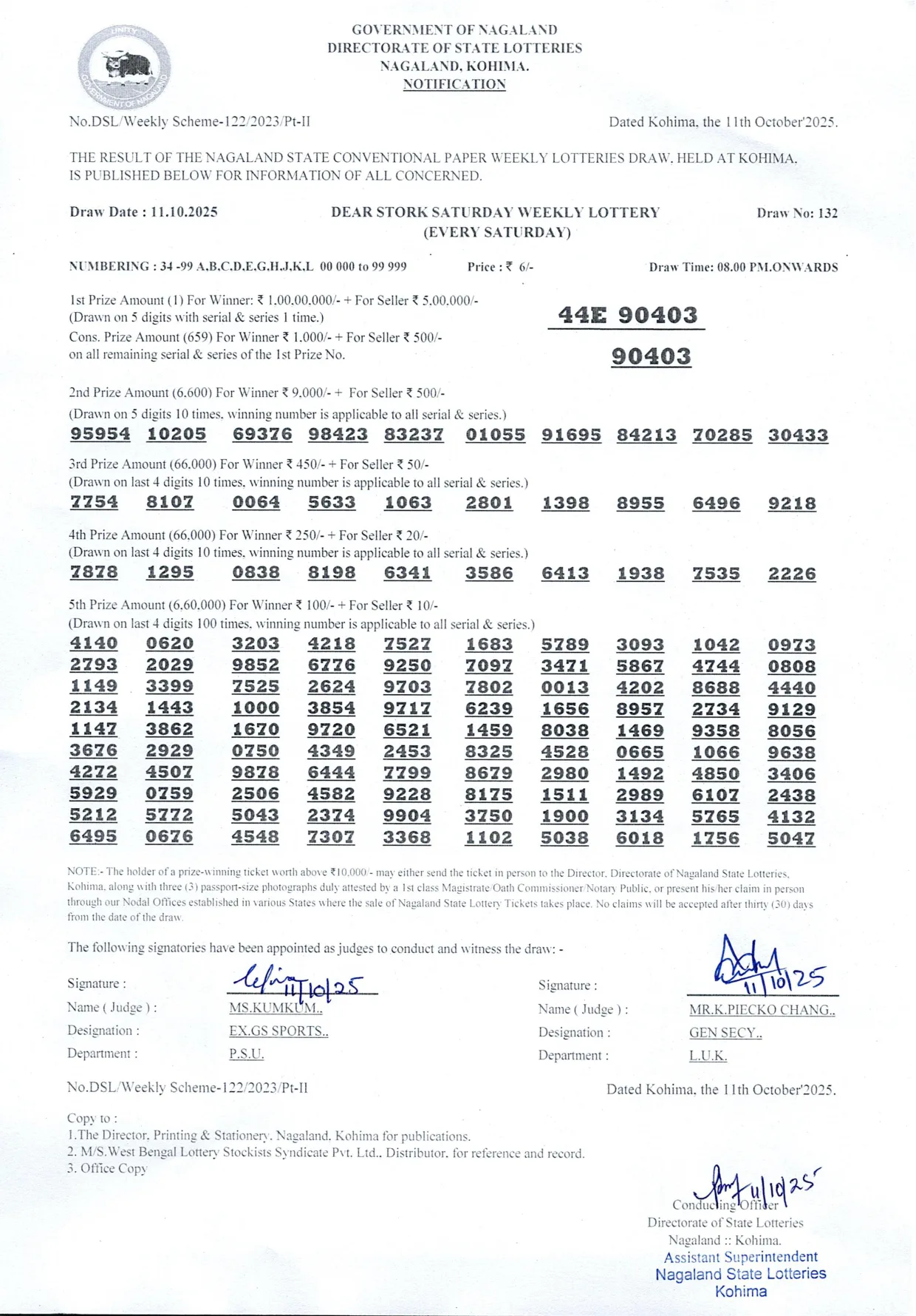 Dear Lottery result 8PM 11.10.2025