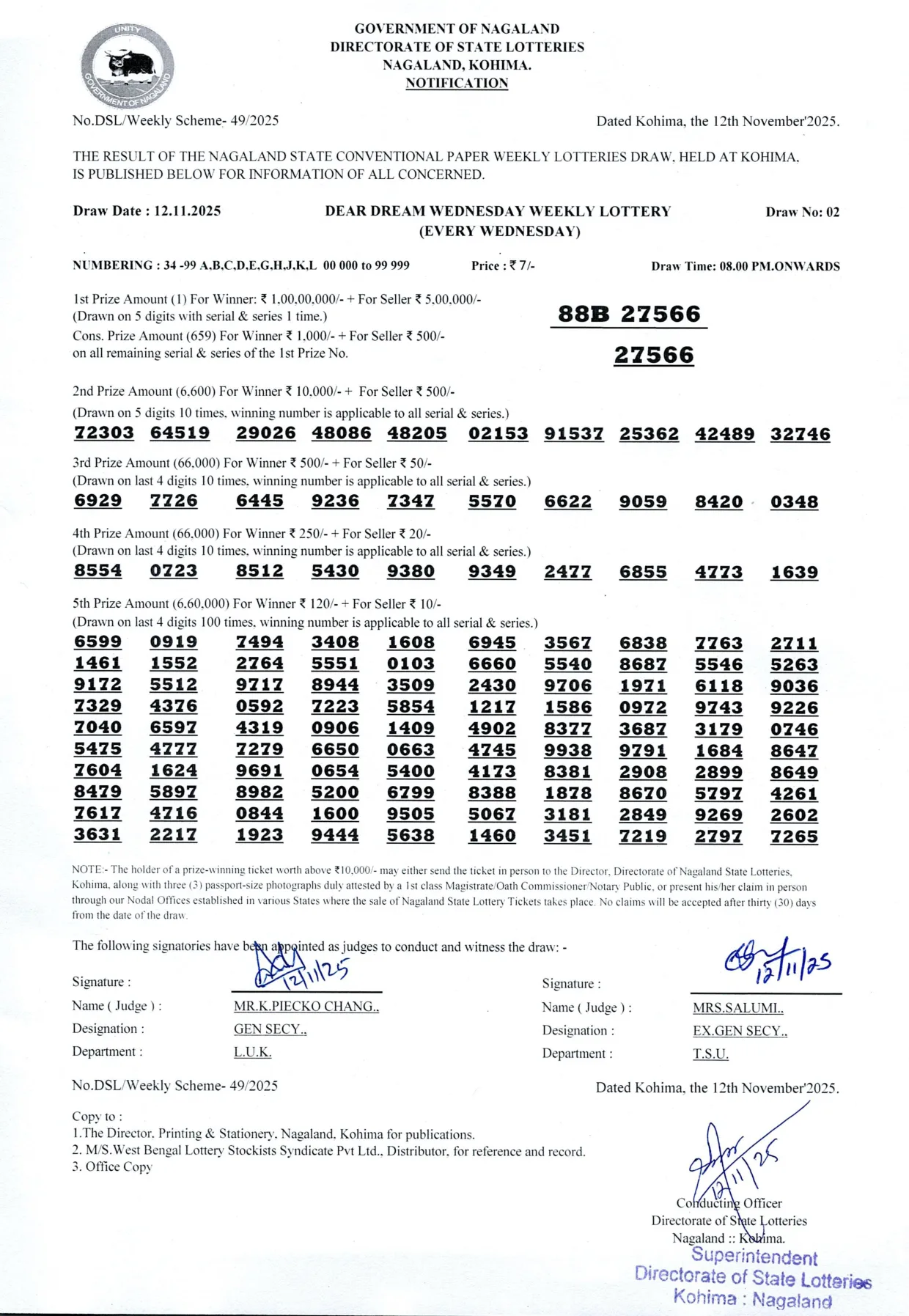 Dear Lottery result 8PM 12.11.2025