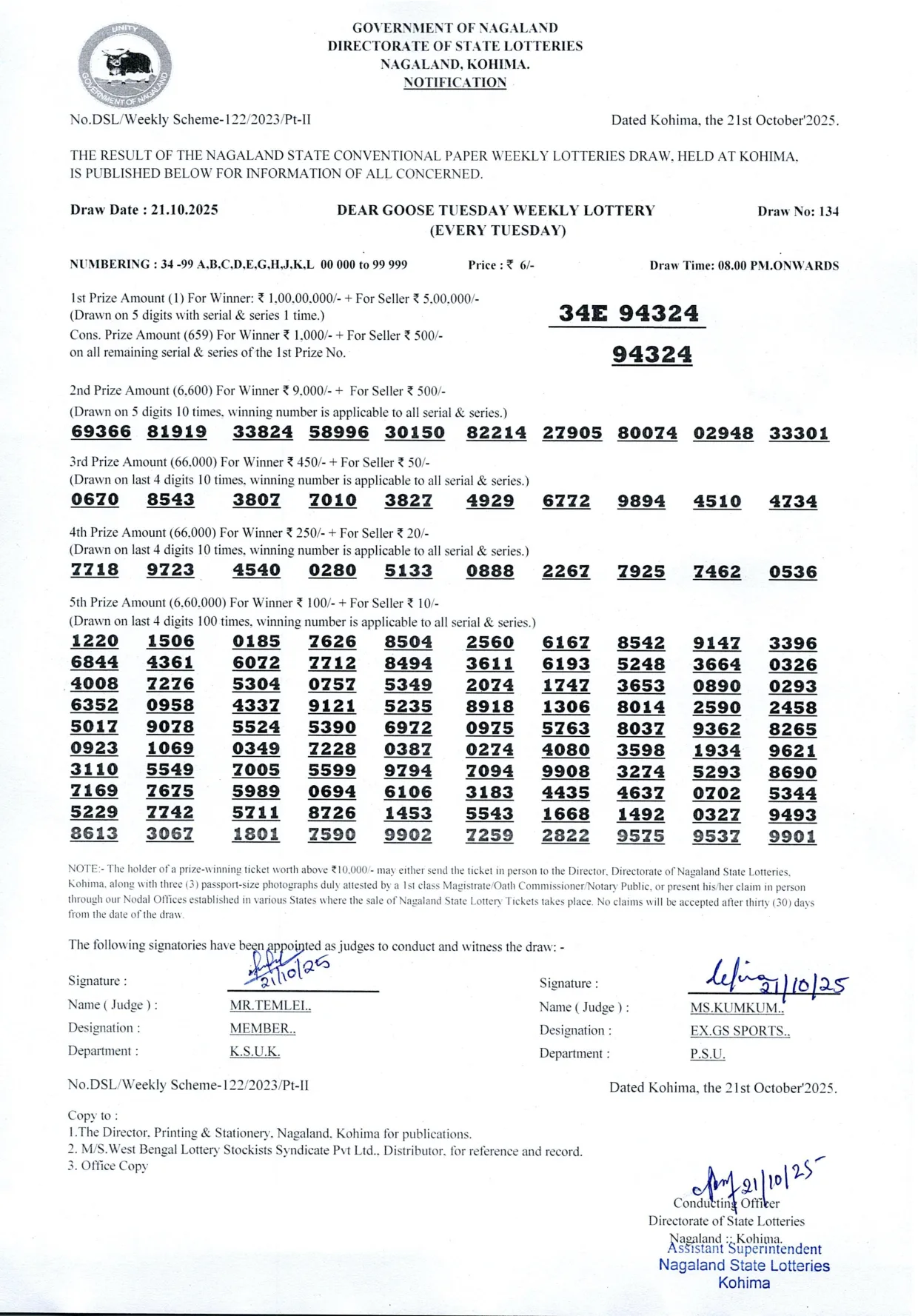 Dear Lottery result 8PM 21.10.2025