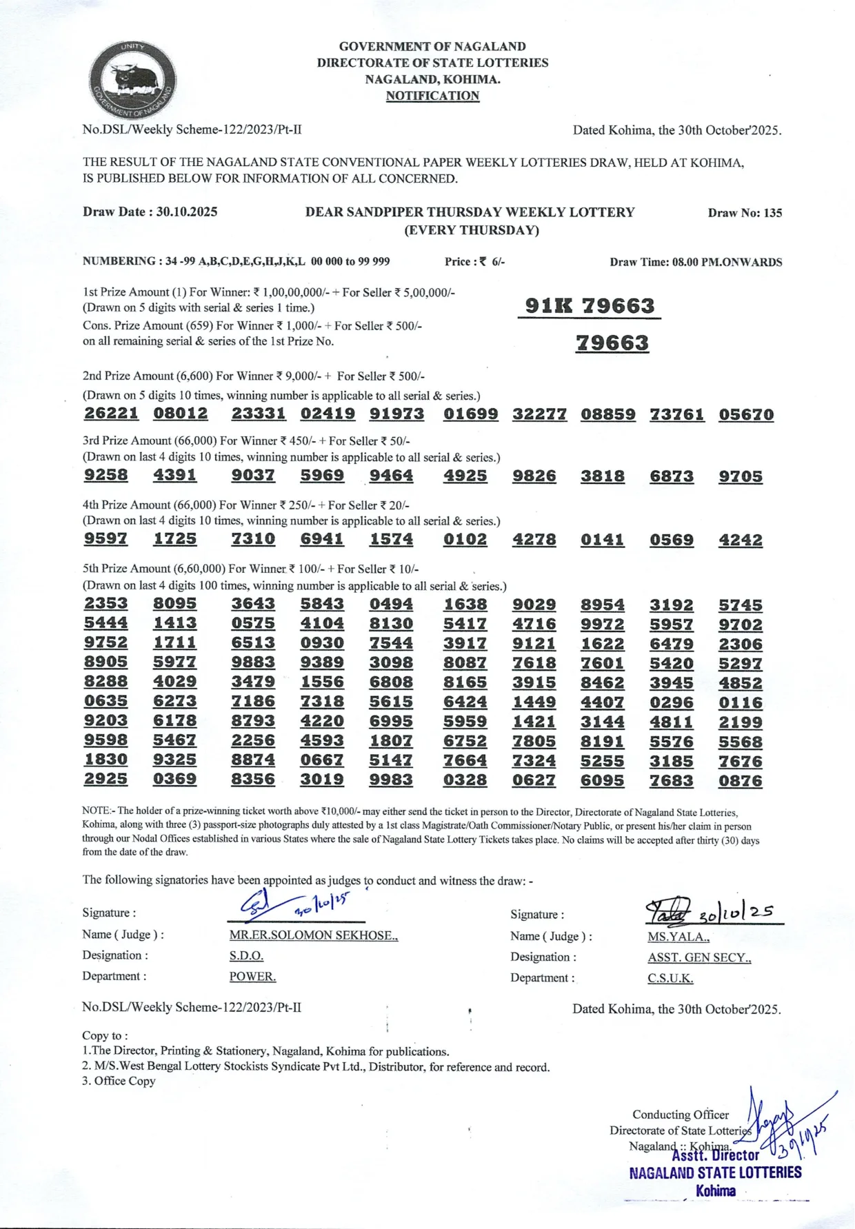 Dear Lottery result 8PM 30.10.2025