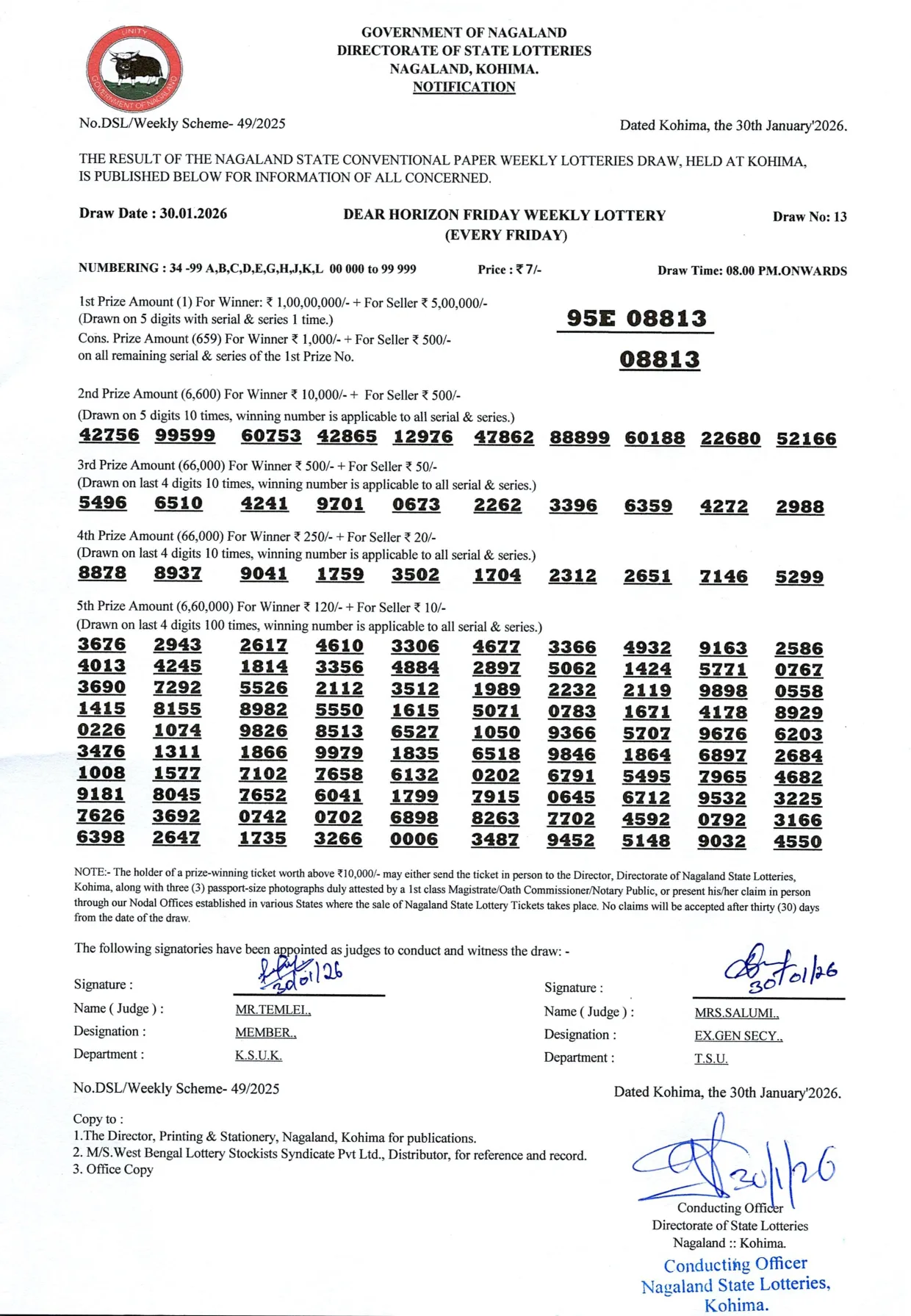 Dear Lottery result 8PM 30.01.2026